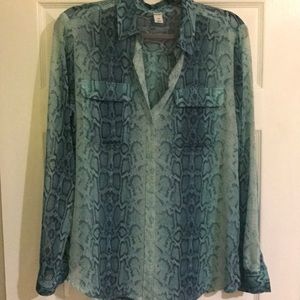 Teal Snake Sheer Blouse